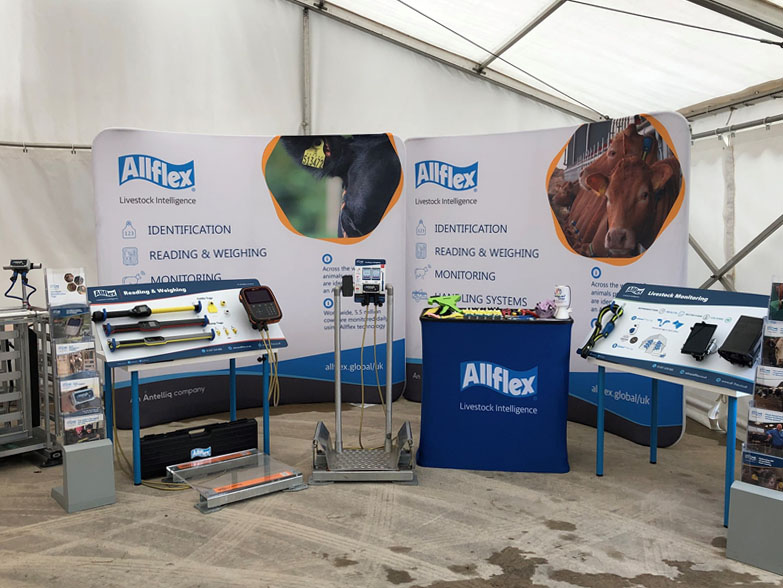 Two Curved Tension Displays at an event