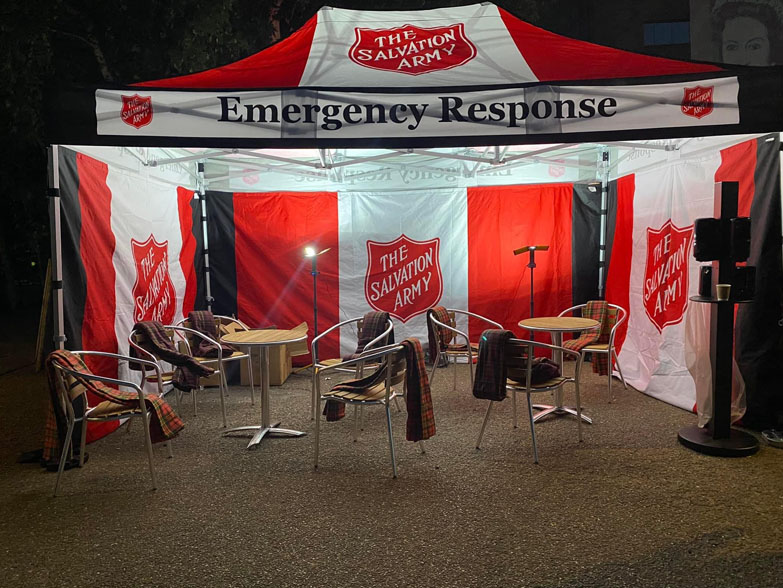 Printed 3m x 4.5m Gazebo illuminated at night