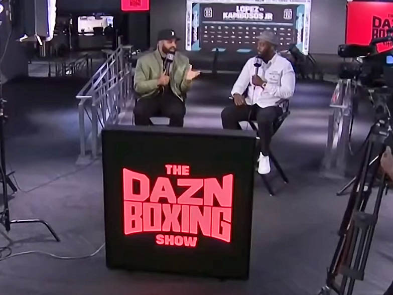 Lightbox counter being used on DAZN boxing TV channel